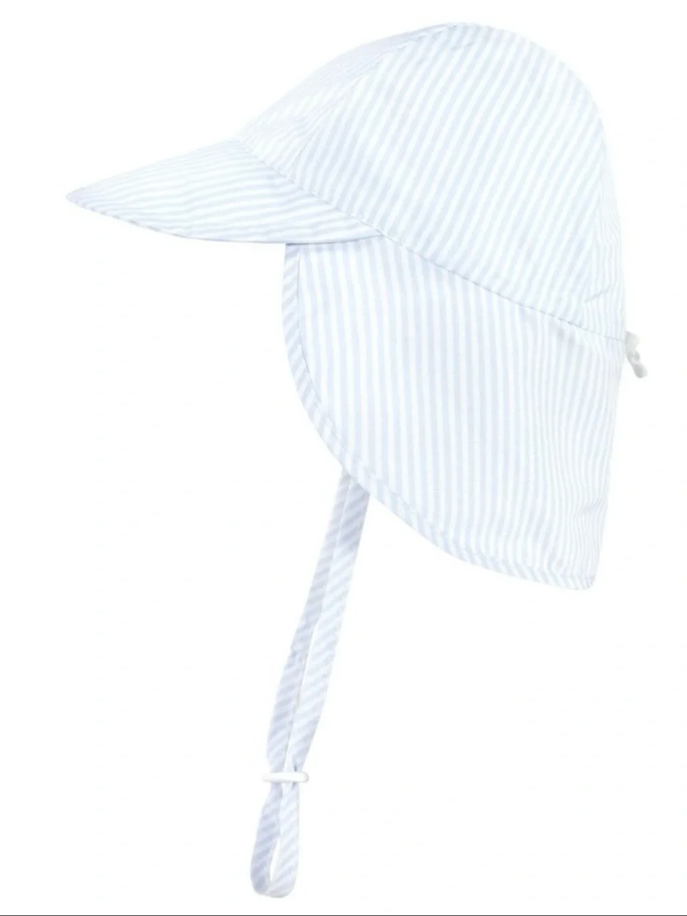 Hudson Baby Light Blue and White Striped Sun Hat with Neck Flap